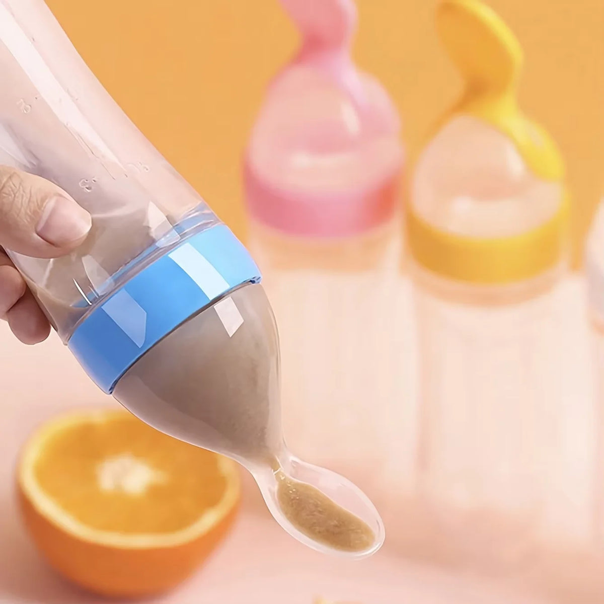 Set de Alimentación para Bebé — Biberón y Cuchara de Silicona