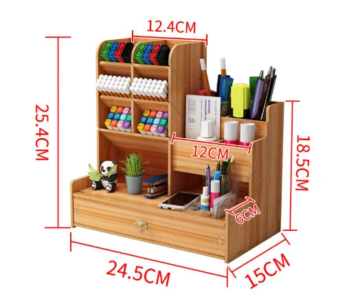 Organizador de escritorio de madera con cajón - foto 8